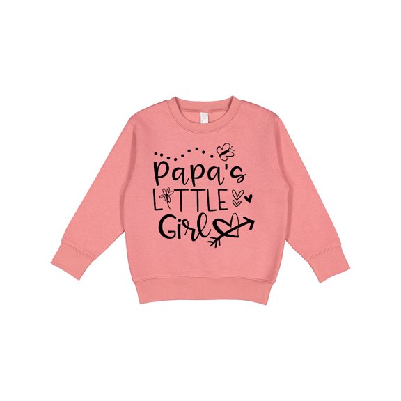 Inktastic Papa's Little Girl with Hearts Flower and Butterfly Toddler Sweatshirt