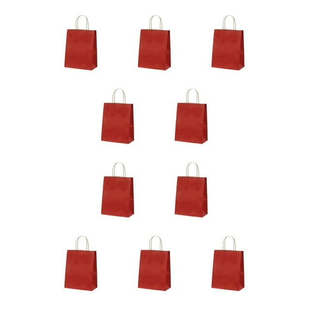 serony 10 Pcs Sac en Papier Kraft avec Poignée Outil de Rangement pour Vêtements Sacs de Cuisson à la Mode Biscuits Bonbons Nourriture Biscuits Pain Collations Rouge Vin