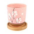 thumbnail image 4 of Round Ceramic Succulent Planter Pot with Bamboo Tray  Window Flower Plant Container Box, 4 of 7