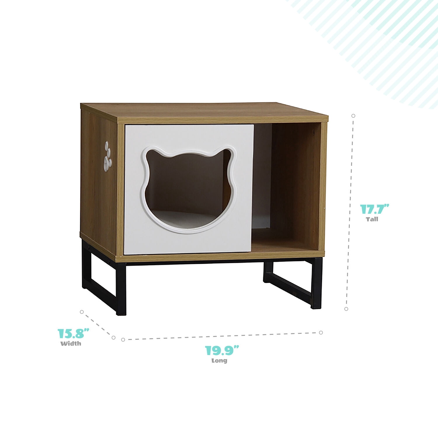 Critter Sitters Multi-Functional Cat House and Side Table with Hidden Litter Box, Wood/Neutral
