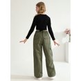 thumbnail image 6 of Usaibhir Girls Cargo Pants Casual Drawstring Jogger Sportswear Parachute Pants 7-14T, 6 of 8