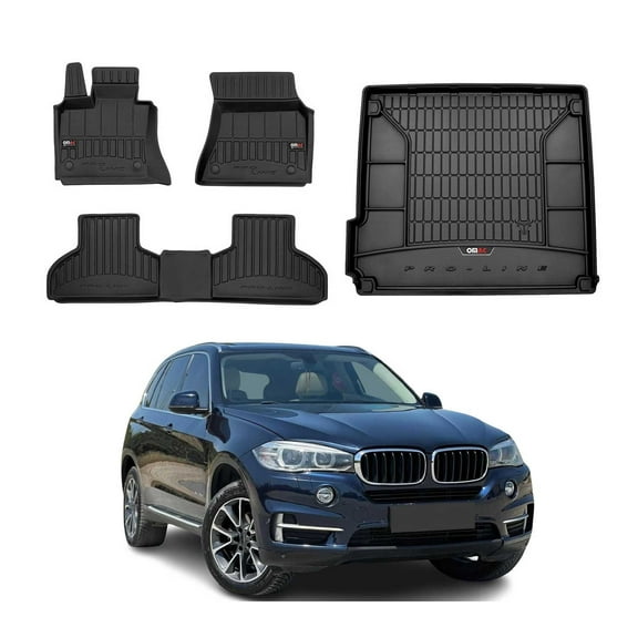OMAC Premium Floor Mats & Cargo Liners for BMW X5 F15 2014-2018 TPE Black 4x