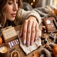 thumbnail image 6 of Light Purple Gradient Ghost Wooden House Floral Nail Patches 24Pcs, Cute Halloween Press On Nails False Nails with Dreamy Fairy Tale Style, Reusable Almond Shape Fake Nails for Women, 6 of 6