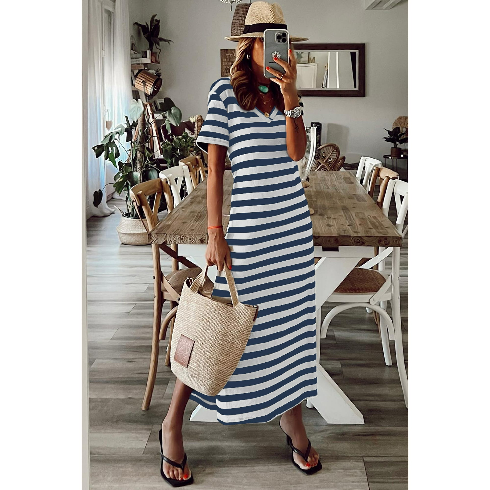 Blue stripe maxi dress 2025