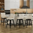 thumbnail image 3 of TEWLOSS 26" Swivel Counter Height Bar Stools Set of 4, Beige Velvet Kitchen Stools with Back, 3 of 10