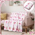 thumbnail image 4 of Pink Bow Throw Blanket Coquette Throw Blanket for Pink Bow Party Decorations Music Party Music Lover Gifts 50 x 60 Inch, 4 of 6