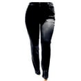 thumbnail image 3 of Diamante women's plus size black raw hem frayed skinny black denim jeans, 3 of 6