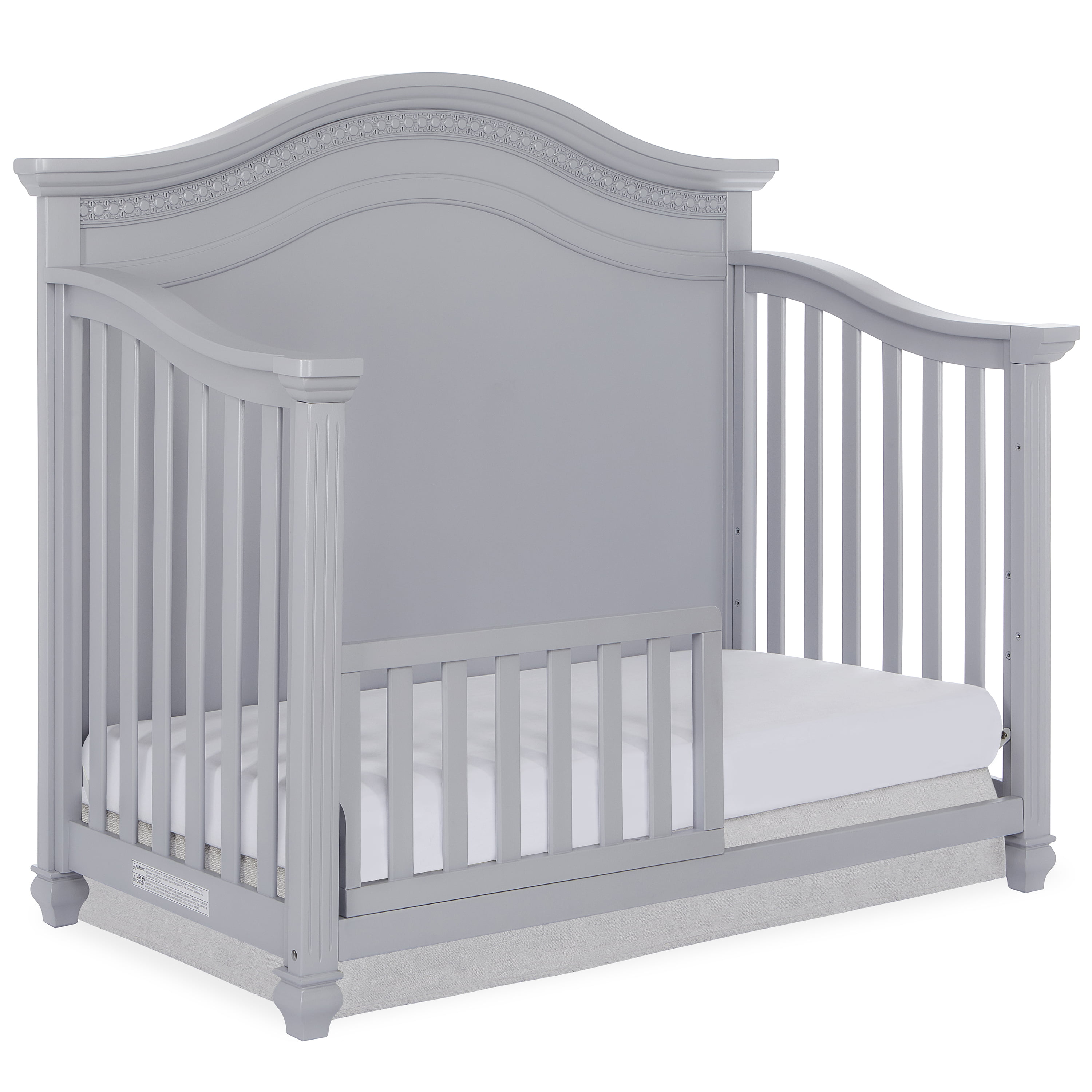 Evolur Madison 5 in 1 Curved Top Convertible Crib Silver Shimmer 