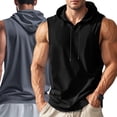 thumbnail image 6 of Blekii Men's Summer Lightweight Sleeveless Hooded Tank Top - Solid Color Design, Quick-Dry Performance Fabric - Great for Running, Fitness Training, Beach Sports, Outdoor Workout -, 6 of 6