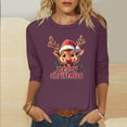 thumbnail image 2 of Fashion Fall Saving LiMoi Women's Festive Reindeer Print T-Shirt 3/4 Sleeve Round Neck Soft Comfortable Top Tees Tshirts Blouse for Xmas My Items, 2 of 4