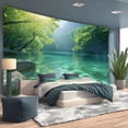 thumbnail image 4 of Gojian Nature Tapestry Forest Tree Sea Cave Wall Hanging, Stream Through Rainforest Landscape Wall Art Tapestry for Bedroom Living room, 4 of 6