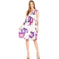 thumbnail image 5 of Sakkas Murni Women's Casual Summer Cocktail Elastic Stretchy Floral Print Dress - W-Purple - One Size, 5 of 5