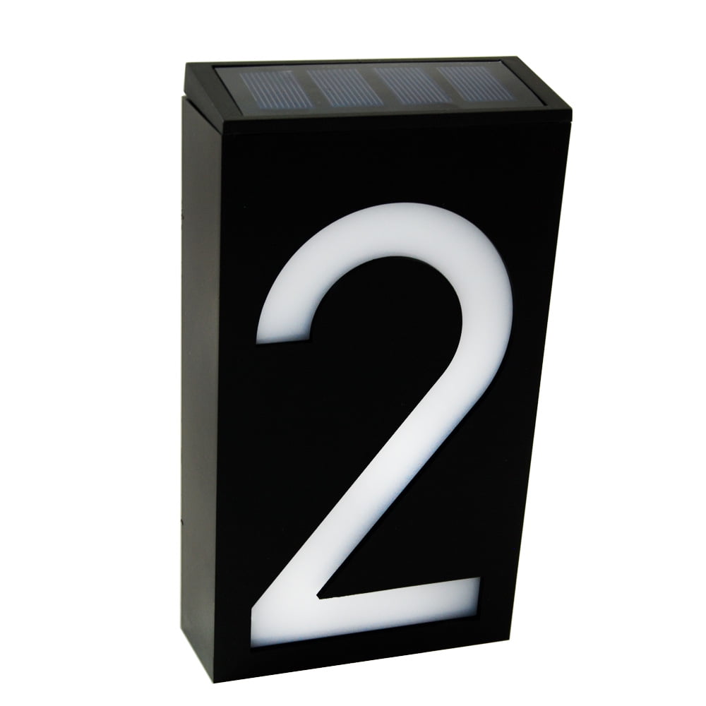 Waterproof Solar Power LED Address Number Door Wall Plate Light Sign - Digit 2