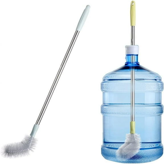 2 Pack 28" Long Bottle Brush 3 & 5 Gallon Bottle Cleaner Brush Nylon Bristles and Stainless Steel Handle Bendable Replaceable Brush Head Bottle Cleaning Brush