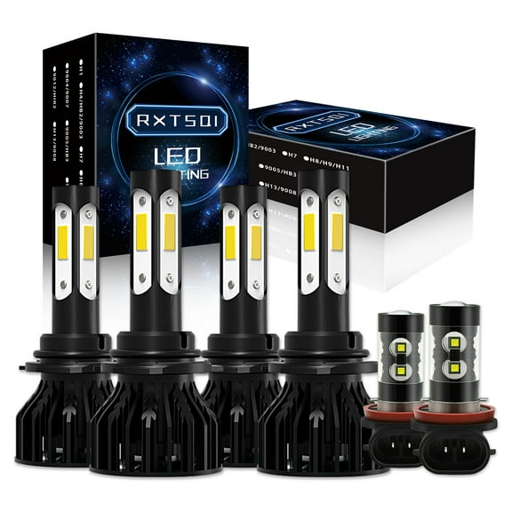 9005 9006 H11 LED Combo Headlight Fog Light Kit High Low Beam Bulb White 6000K 12000LM,Pack of 6