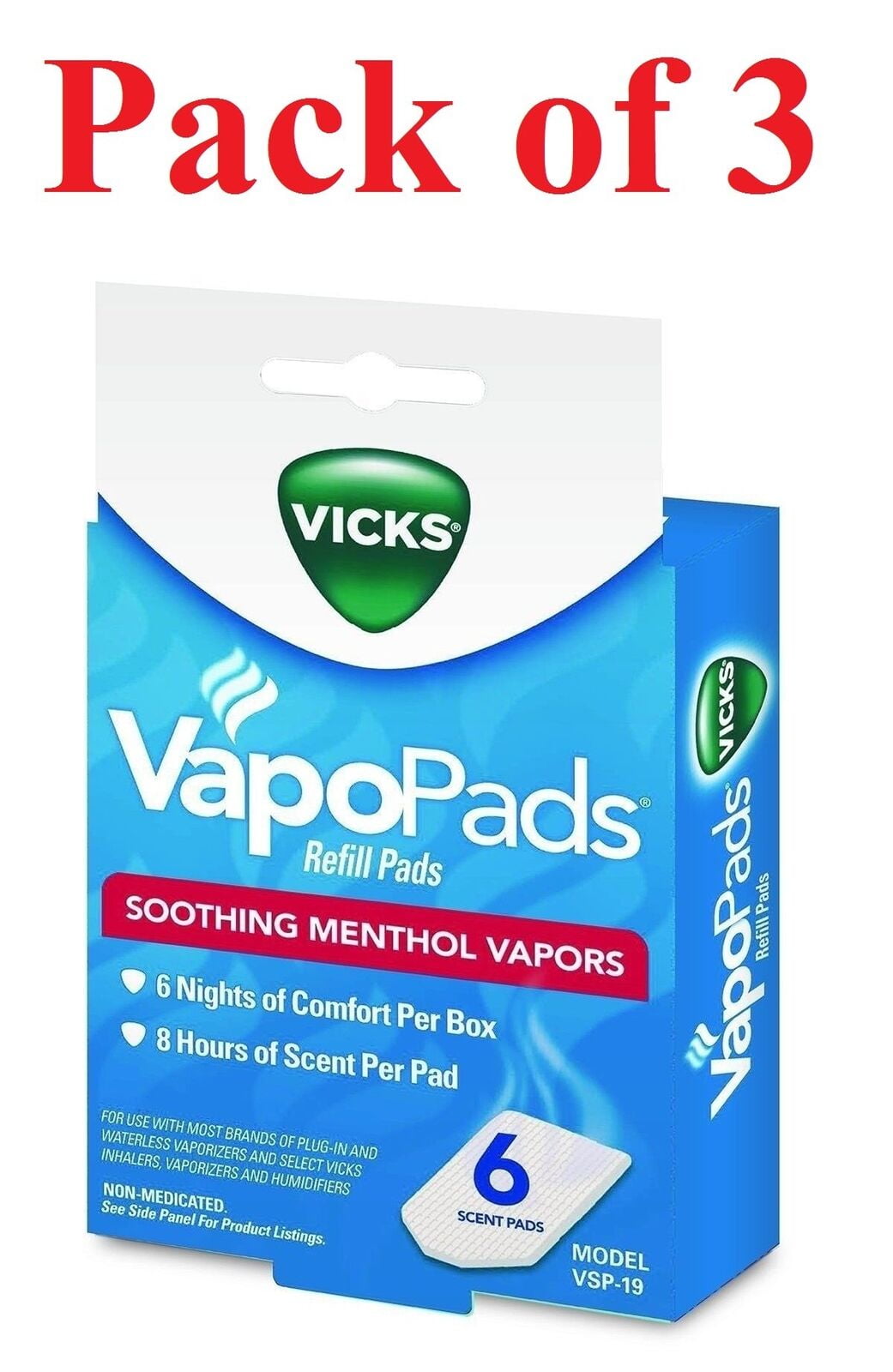 Vicks Soothing Menthol Vapors Vicks PlugIns & Humidifiers Pads 6ct, 3