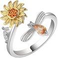 thumbnail image 1 of NETSENG 925 sterling silver swivel ring opening adjustable decompression ring, sunflower, silver, 1 of 7