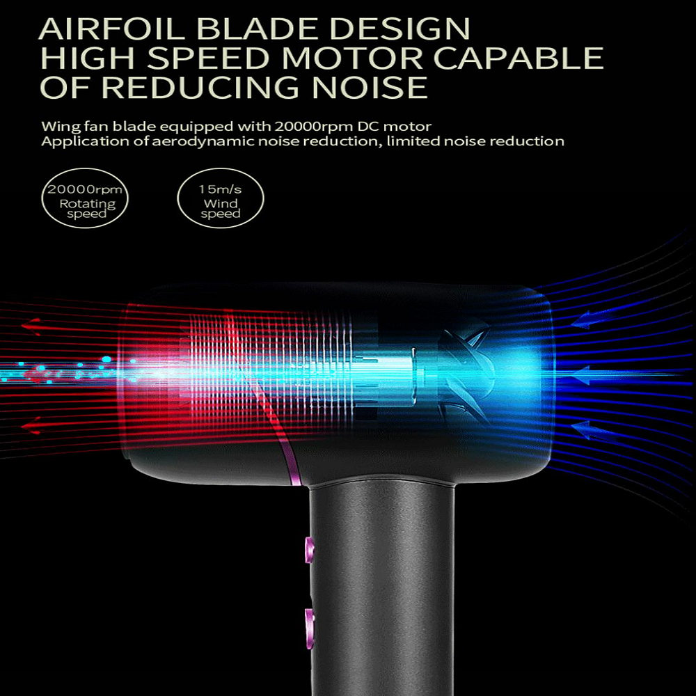 KSKIN Powerful Anion Hair Dryer with Concentrator-1500Watts, Black KD318