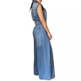thumbnail image 4 of Monos de mujer de una pieza, pantalones vaqueros, monos sin mangas, cintura alta, cuello vuelto, pierna ancha, pantalones largos, mamelucos, verano 2024, 4 of 4
