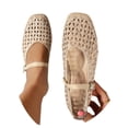 thumbnail image 5 of Purcolt Eyelet Flats for Women Trendy Casual Hollow-out Square Toe Slip On Ballet Shoes Comfort Elegant Soft Sole Walking Dress Shoes with Buckle Strap, 5 of 9