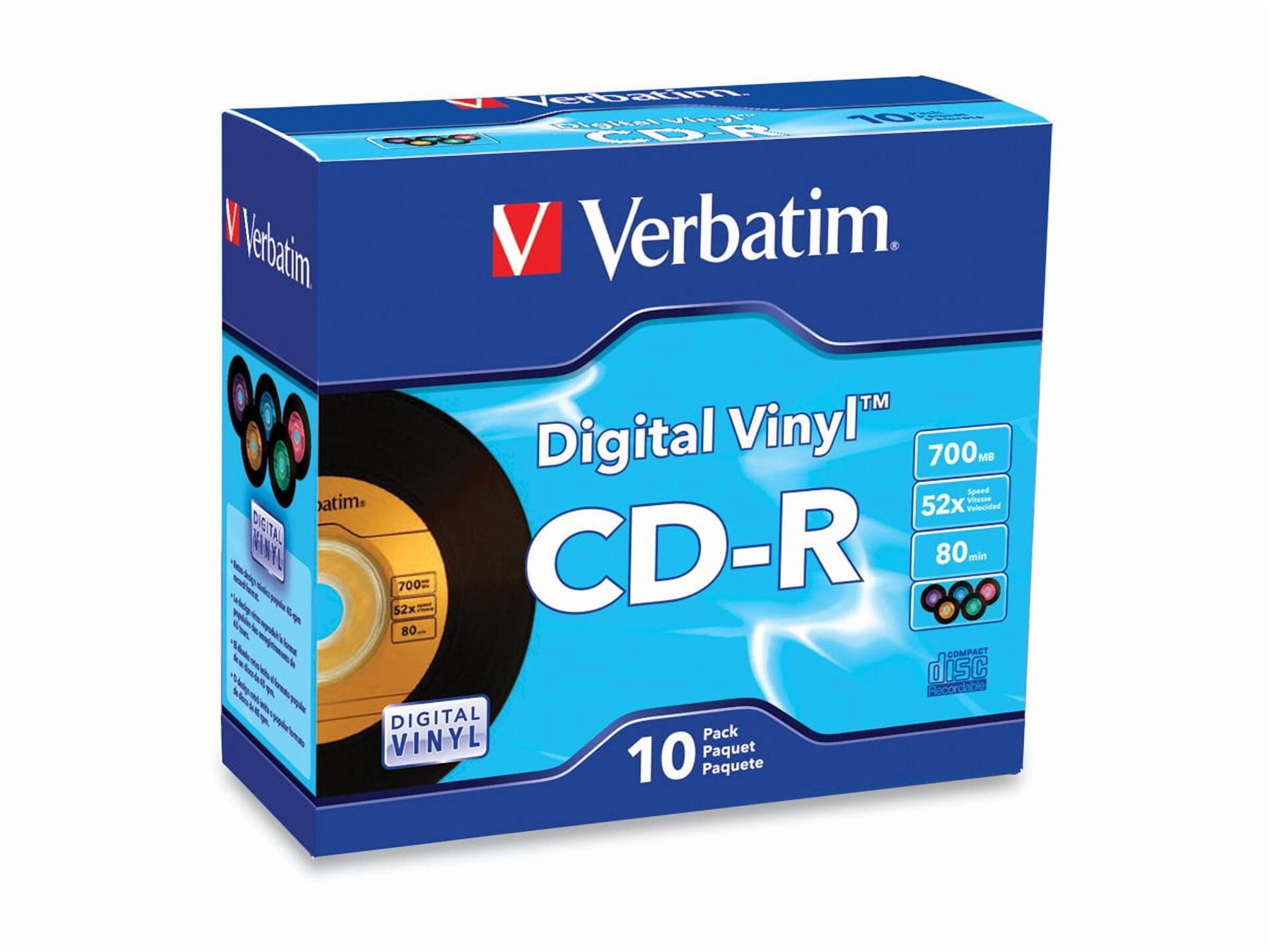 Verbatim CD-R 80min 52X with Digital Vinyl Surface - 10pk Slim Case - 700MB - 10 Pack