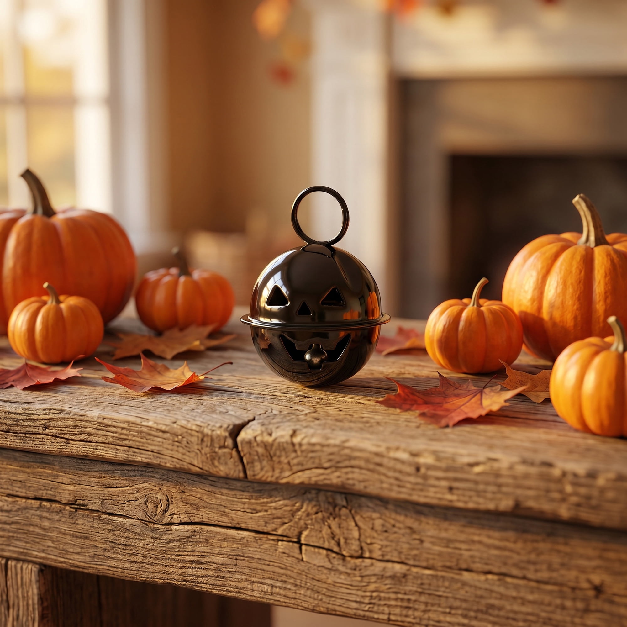 Unique Bargains 10Pcs Pumpkin Halloween Craft Round Bells Black Halloween Decor 0.9"L x 0.9"W x 0.9"H