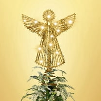 Lighted Christmas Tree Topper Angel, Battery Powered Christmas Tree Light, Metal 3D Metal Angel Shaped Decoration for Xmas Trees Home Decor Indoor Outdoor Holiday Party