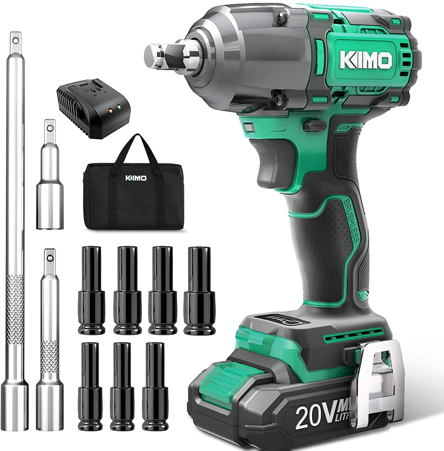 KIMO Cordless Impact Wrench, 20V 1/2 