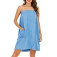 thumbnail image 2 of snilers Towel Wrap for Women After Shower Plush Solid Bathrobe Sauna Spa Wrap Around Towels with Pocket, 2 of 7