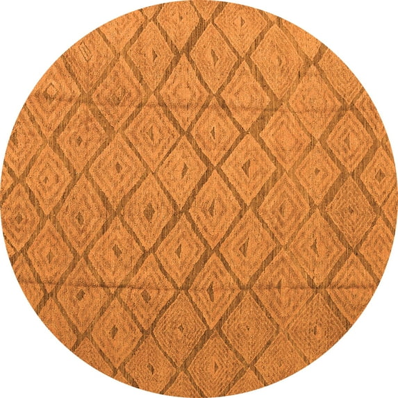 Ahgly Company Indoor Round Abstract Orange Modern Area Rugs, 8' Round