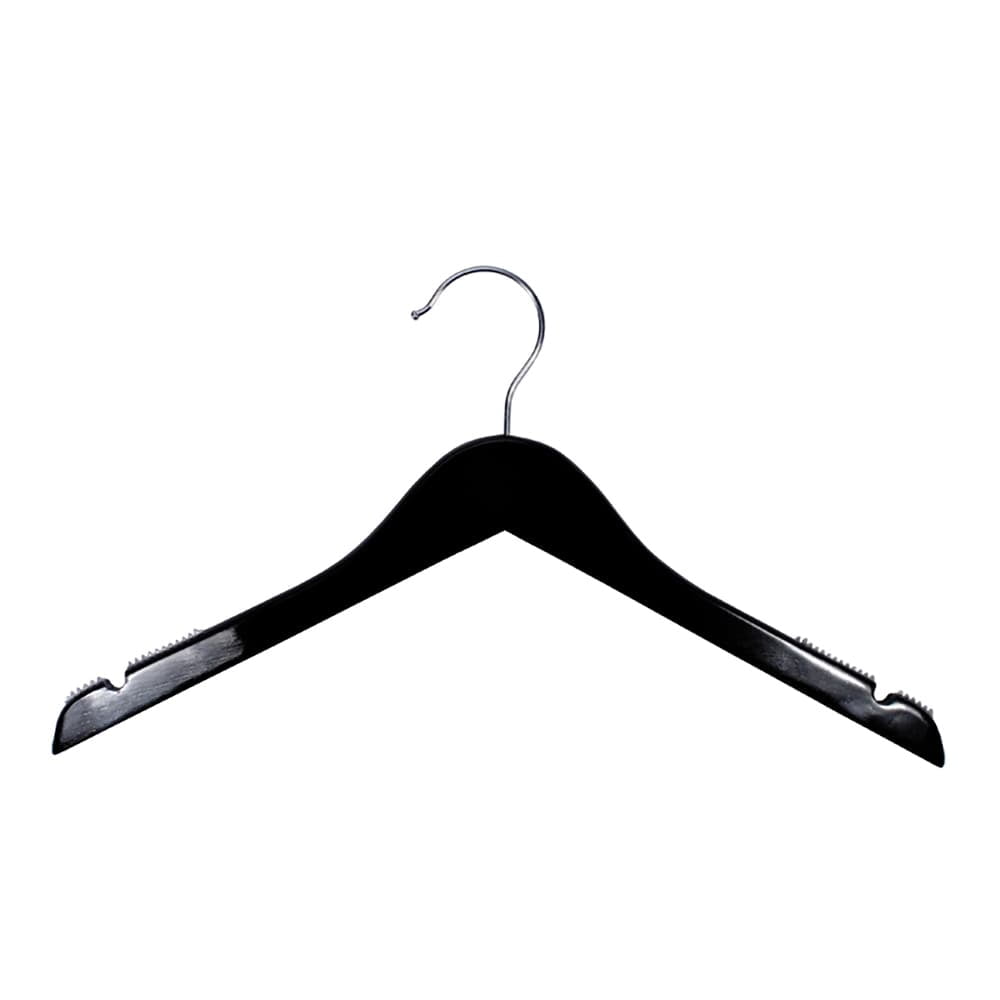 NAHANCO 17" Wooden Shirt Hanger, High Gloss Black (Pack of 100)