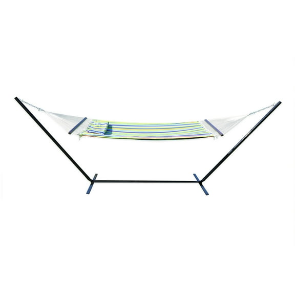 Stansport Double Cotton Hammock With Stand/Finished Hardwood Spreader Bars