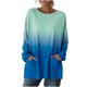 thumbnail image 2 of TaTaai 2026 Fall Womens Gradient Long Sleeve Tee Round Neck Loose Blouse With Pockets Casual Solid Color Fashion Top Soft Stretchy Polyester Daily Gift, 2 of 7