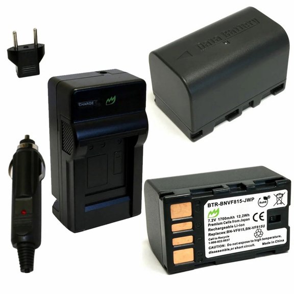 Replacement for JVC GC-PX100 Battery (2-Pack, 1700mAh) and Charger with Car Adapter