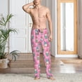 thumbnail image 2 of Logiee pink Holiday Joy Print Pajama Pants for Men,Men’s Pajama Bottoms,Mens PJ Pants with Pockets & Button Fly-Small, 2 of 6