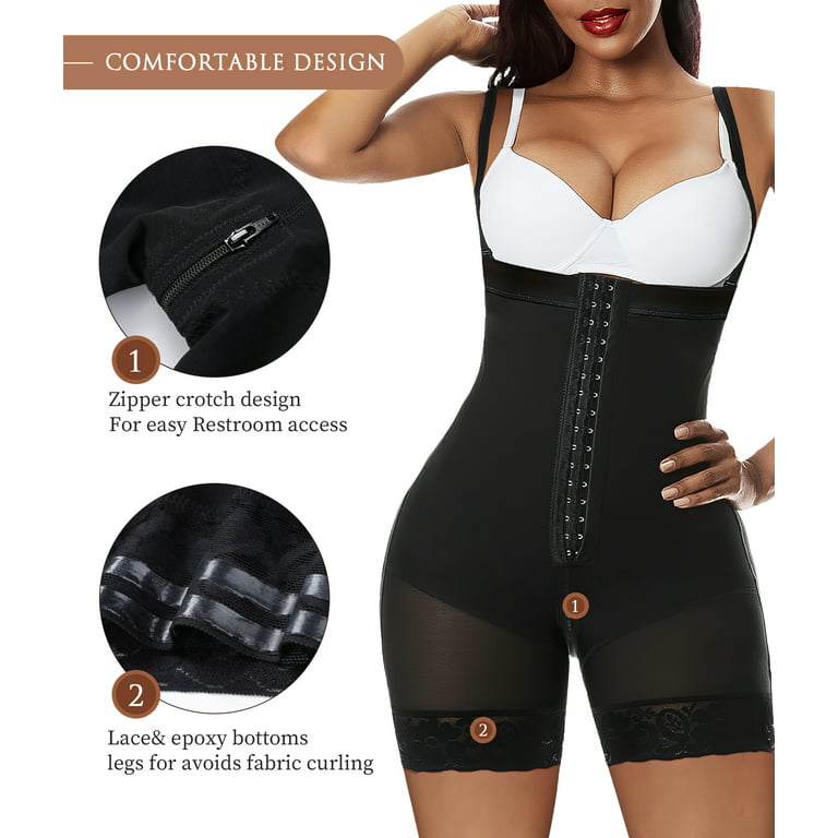 YIANNA Fajas Colombianas Shapewear for Women Tummy Control Body Shaper Butt  Lifter with Zipper Crotch Black 2X-Large