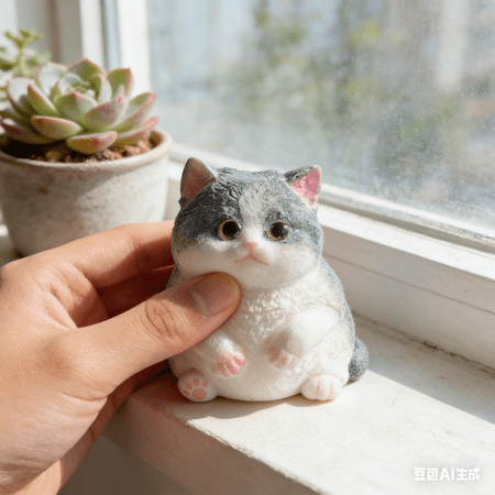 Bisitoy 1Pc Squeeze Toys 3.54 Kawaii Sticky Cat Animal for Stress Relief Super Soft Handmade Kitty Fidget Decompression Sensory Ball for Home Desk (A)