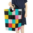 thumbnail image 4 of Yayeee Freestanding Laundry Hamper with Handle Collapsible Large Storage Basket for Clothes, Blue Checkered Pattern, 4 of 7