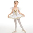 thumbnail image 5 of OBEEII Girls Ballet Leotards Dresses Ruffle Sleeve Ballet Dance Skirts Swan Lake Tutu Princess Dresses Ballerina Dancewear, 5 of 9