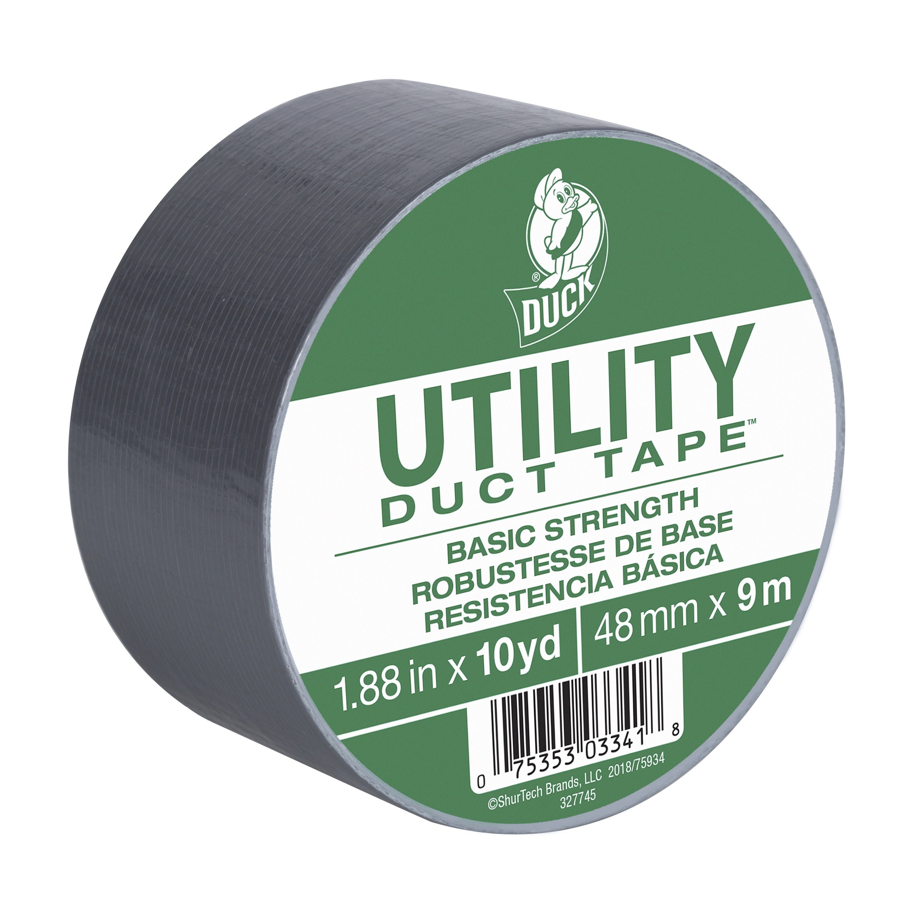 Duck Maximum Strength Duct Tape 11.5mil 1.88" x 45yd 3" Core Silver 240201 