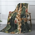 thumbnail image 3 of XMXT Flannel Warm Throw Blanket, Watercolor Plant Giraffe Bedroom Decor Blankets for Bed Couch Living Room, 50 x 70 inches, 3 of 9