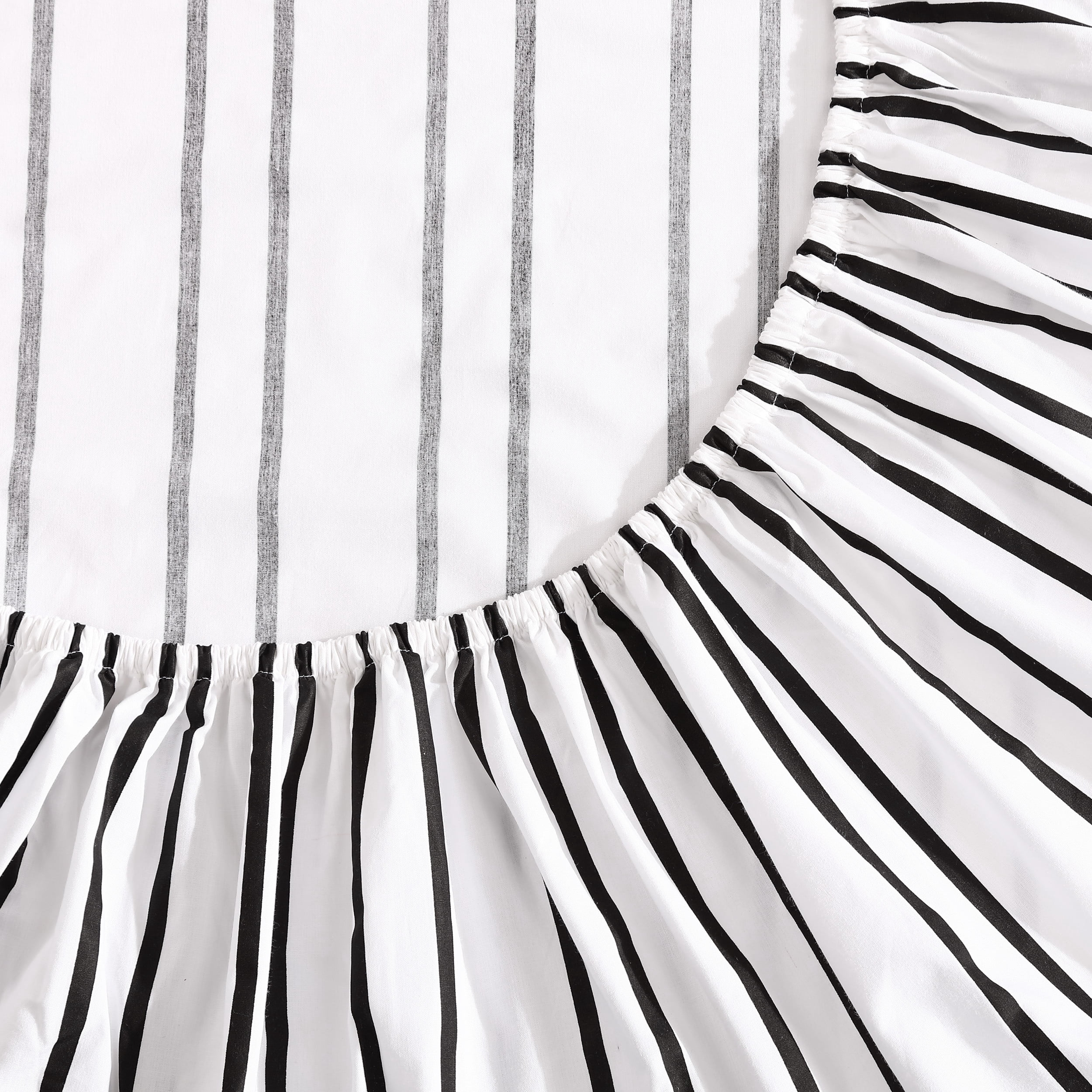 City Scene City Stripe White Cotton Percale Twin Sheet Set
