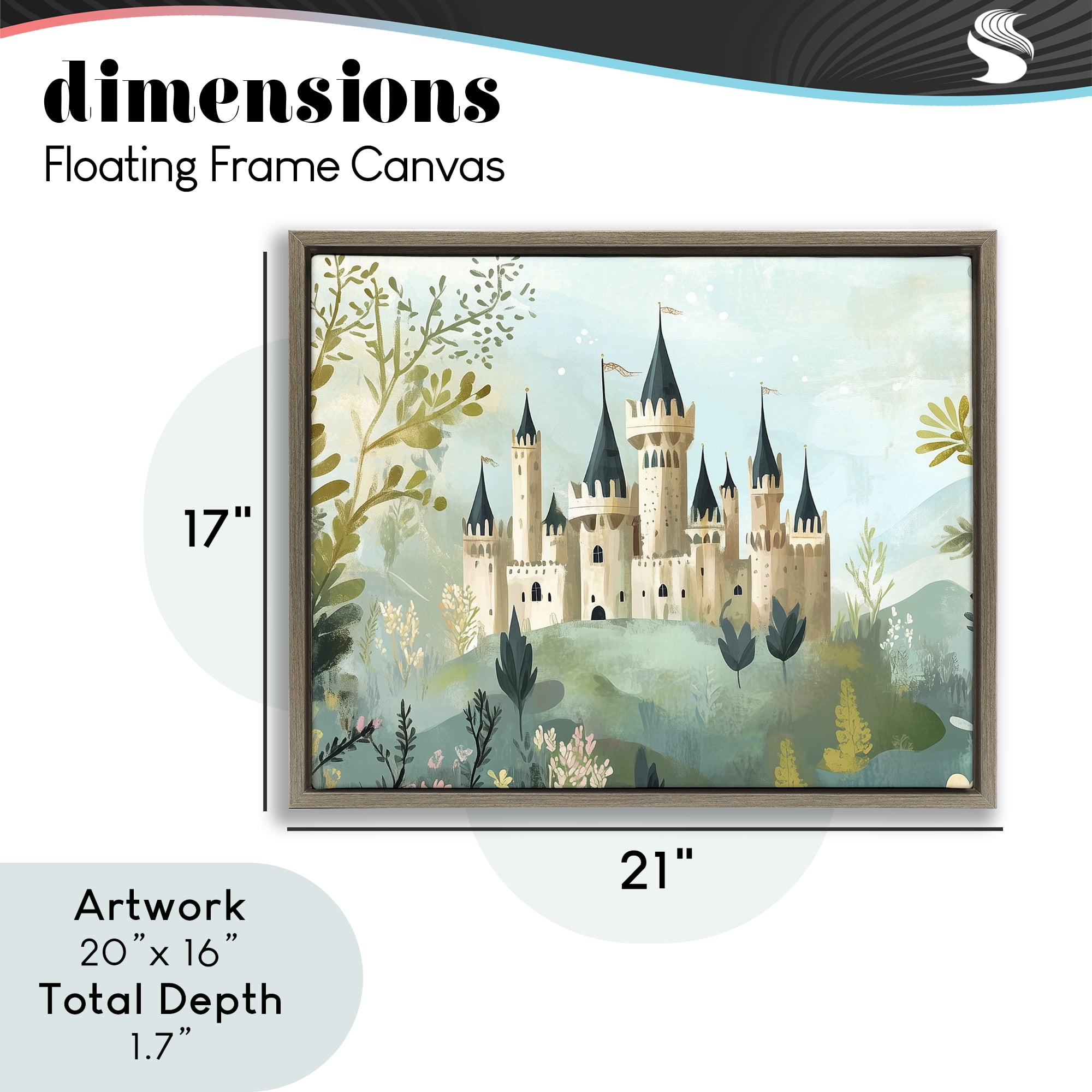 Stupell Industries Princess' Castle View Brown Framed Floater Canvas Wall Art, design by Christine Simpson Art