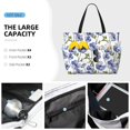 thumbnail image 2 of Wukai Blue Flax Flowers Print Zipper Bag,large Beach Tote Bag,Waterproof Sandproof Bag,Grocery and Picnic Tote Travel Bag, 2 of 5