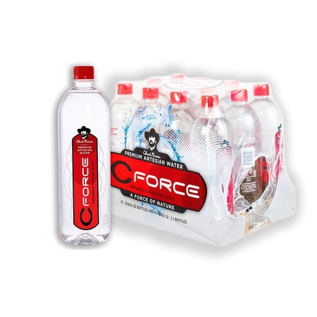 CForce Natural Artesian Bottled Water, Naturally High pH, 1 Liter (33.8oz), (12 CT)