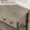 thumbnail image 4 of IdeaHouse Console Sofa Table 53 in, Entryway Table with 3 Drawers, 3 Tier Metal Sofa Table, Open Shelf Behind Couch Table for Hallway, Living Room, Roman Column Design, Grey, 4 of 8