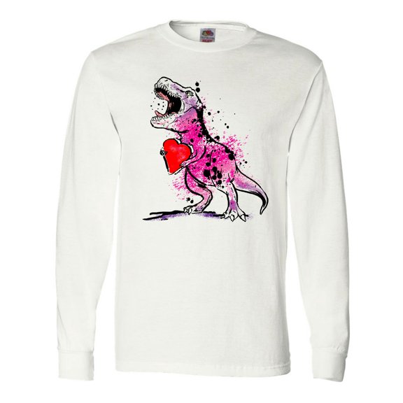 Inktastic Valentine's Day Graffiti T-Rex with Heart Shaped Candy Box Long Sleeve T-Shirt