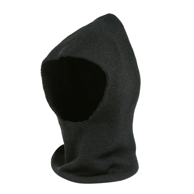 MIASHUI Pullover Style Neck Scarf and Hat Connected Solid Color Versatile Pullover Knit No Plush Outdoor Warm Riding Scarf Black