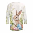 thumbnail image 4 of Easter T-Shirts for Women Bunny Eggs Graphic Tees 3/4 Length Sleeve Womens Tops Round Neck Casual Blouses Spring Outfits, 4 of 5