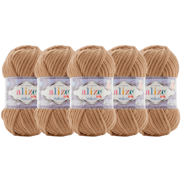 ESTAMBRE VELLUTO ALIZE TIPO CHENILLE CON 5PZAS DE 100GRS C/U MISMO COLOR